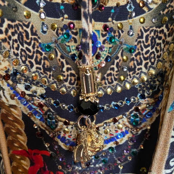 Camilla Shirred Relaxed Rainbow Room Dress 100% Silk - Picture 3 of 9